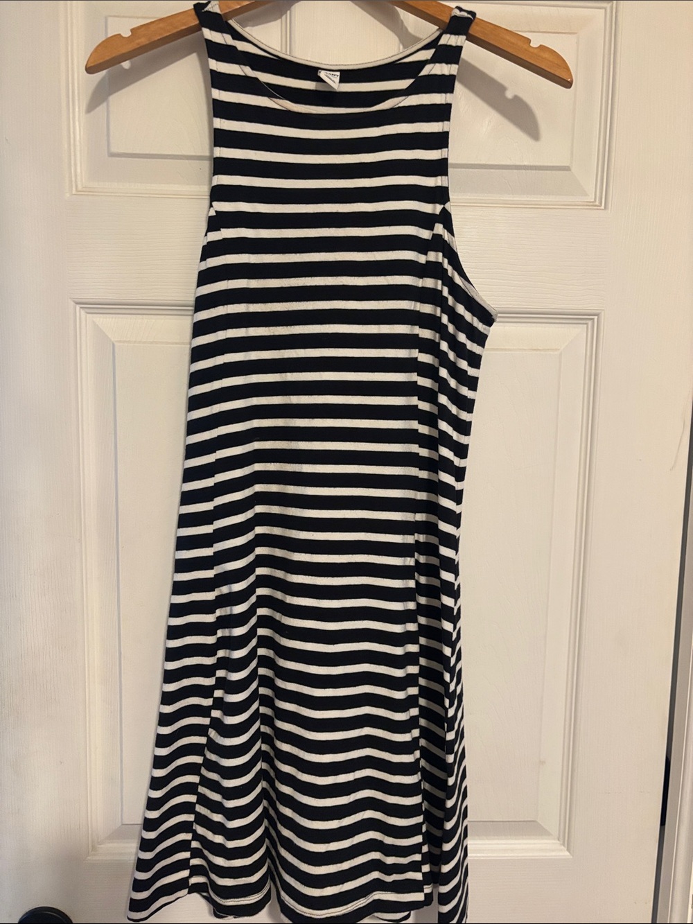Striped Sleeveless A-Line Dress in Black & White